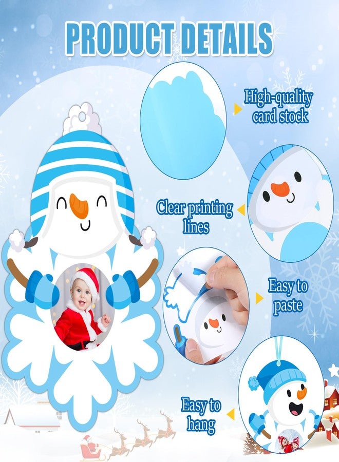 Lonfliness 30 Set Winter Snowman Picture Ornament Craft Kit for Kids Winter Snowflake Picture Frame Craft Christmas Hanging Ornaments for DIY Photo Home Activities Xmas Holiday Party Decorations Gifts - Image 3